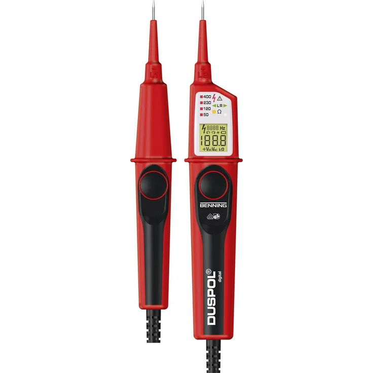 Benning DUSPOL digital Spannungsprüfer, TRUE RMS, kalibriert (ISO), CAT III 1000 V, CAT IV 600 V, LCD