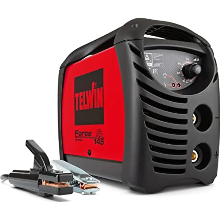 Telwin Force 145 Elektroden-Schweissgerät MMA mit Inverter-Technologie, Set inkl. Transportkoffer, Anschlussgarnitur, Massekabel, Handschild und Schlackehammer – Bild 7