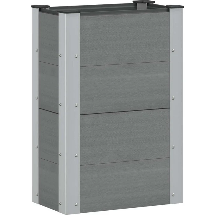 vidaXL Hochbeet Grau, 50 x 30 x 72 cm, witterungsbeständig aus WPC und Aluminium mit offenem Boden