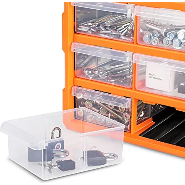 Monzana Sortimentskasten MW1506 18 Schubladen 47,5x38x16cm Trennwände bis 36 Fächer Werkstatt Sortierbox Sortierkasten – Bild 3