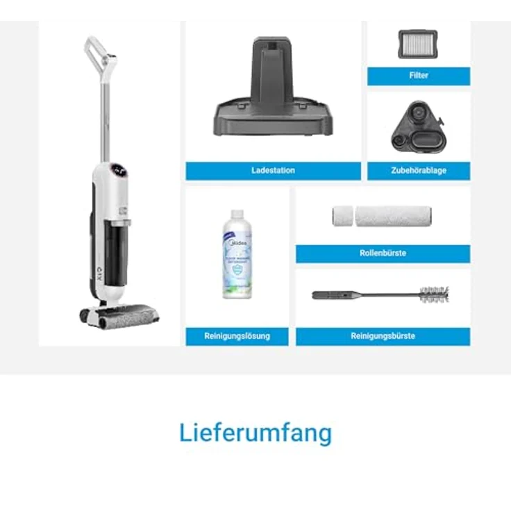 Midea Nass-Trocken-Akkusauger X 10 black, 3 IN 1 Funktion, Selbstreinigung, Kantenreinigung – Bild 9