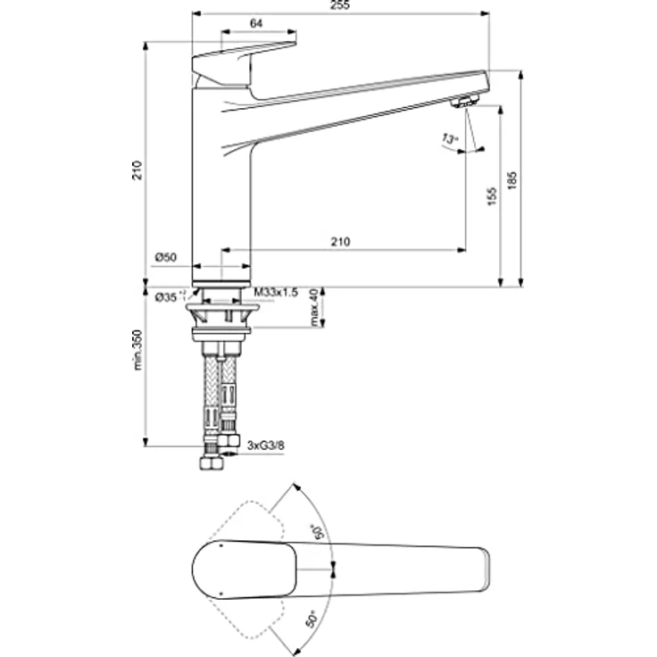 Ideal Standard Ceraplan Neo 2, Küchenarmatur in chrom mit ECO-Funktion und 360° schwenkbarem Auslauf – Bild 5