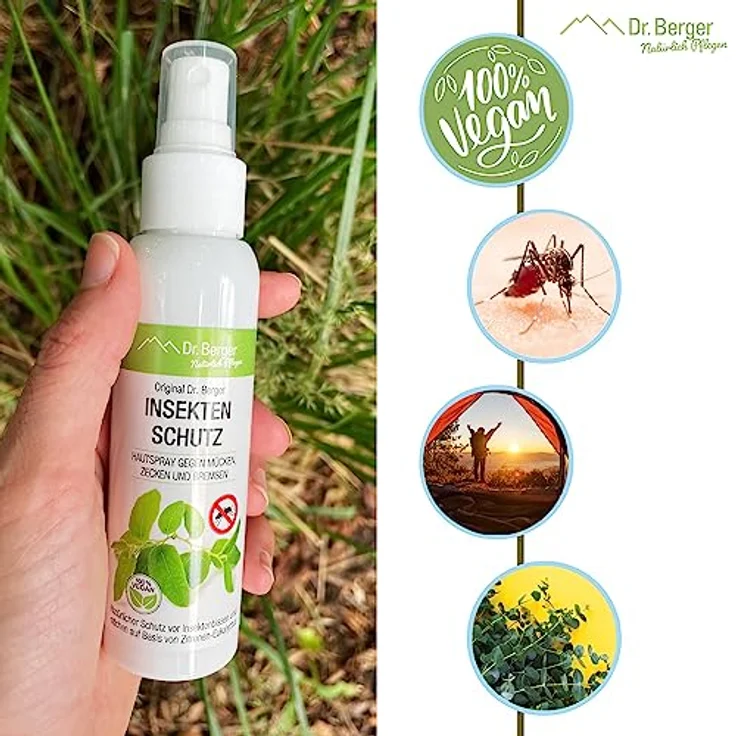 Dr. Berger Insektenspray Insektenschutz Hautspray, 100 ml, vegan, pflanzenbasierte Formel gegen Mücken, Zecken und Bremsen – Bild 3