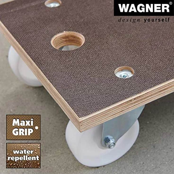 Wagner Transportwagen, Transportroller aus Filmsiebdruckplatte, Tragfähigkeit 500 kg, rutschfeste MaxiGRIP-Beschichtung, FSC-zertifiziert, Maße 575 x 300 x 150 mm – Bild 3
