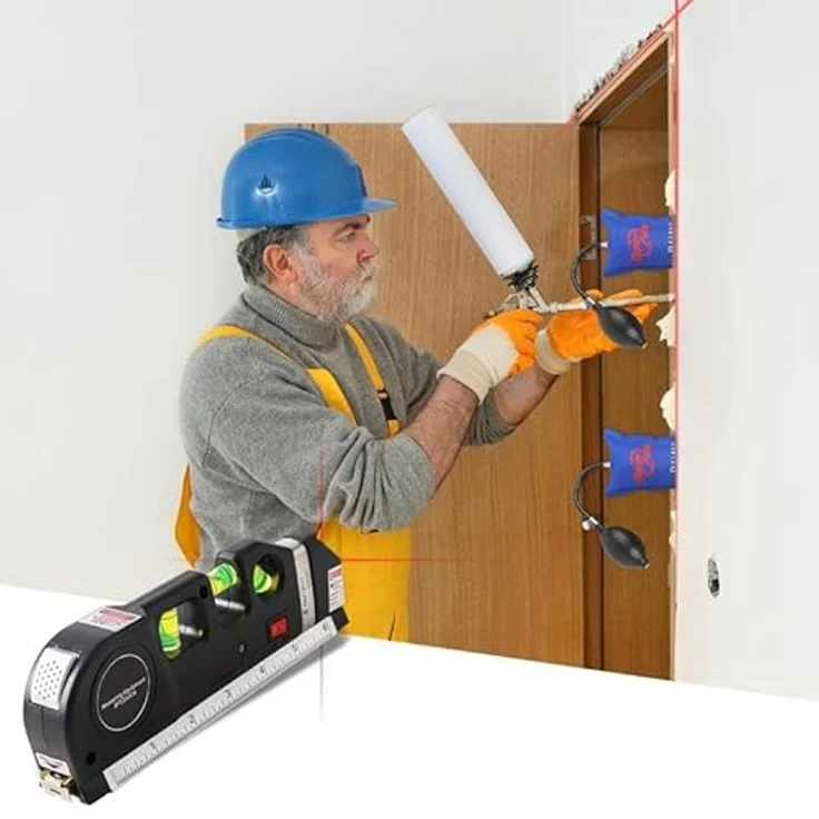 Retoo Wasserwaage Laser Wasserwaage Linienlaser Maßband Laserwasserwaage Multifunktion, Schwarz - Zeigt perfekt gerade Linien, Schafft die für die Malerei – Bild 5