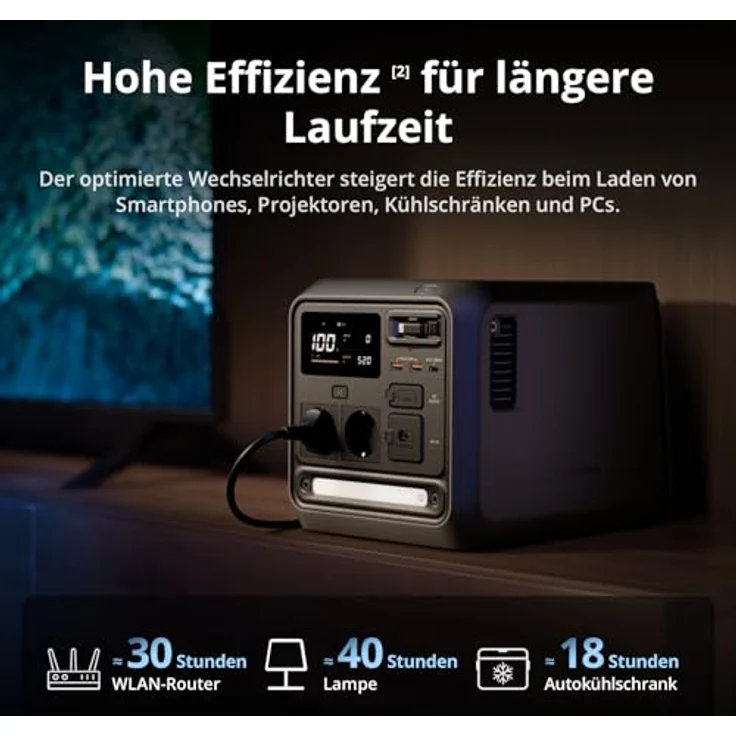 DJI Power 1000 Mini, Powerstation mit 1008 Wh, 1000W Leistung, integriertem MPPT & 400W Kfz-Ladegerät – Bild 3
