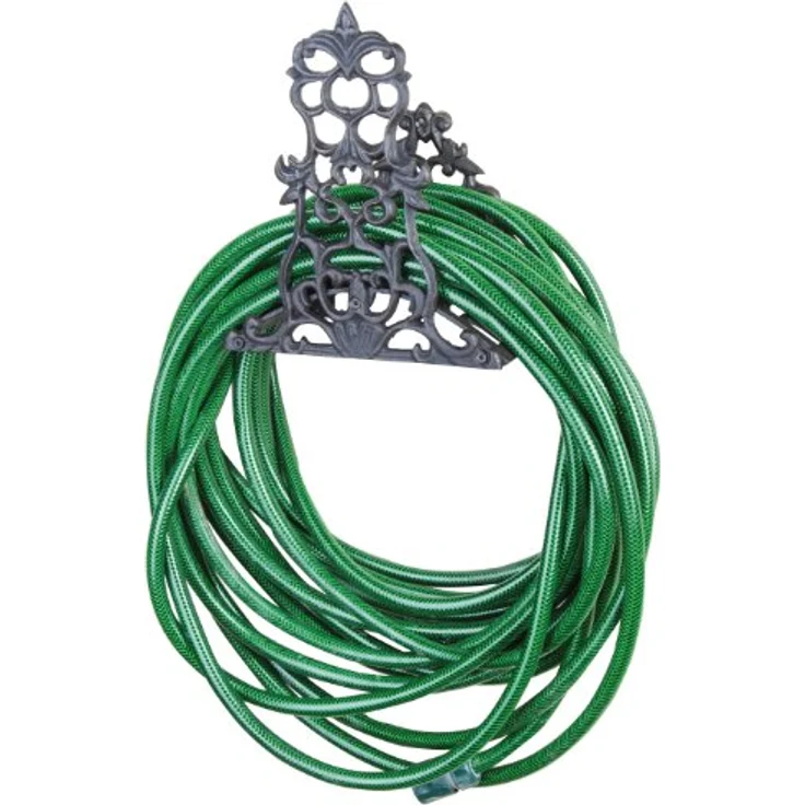 Esschert Design Schlauchhalter, Gartenschlauchhalterung, klassisch, aus Gusseisen für Wandmontage, ca. 25 cm x 16 cm x 29 cm – Bild 3