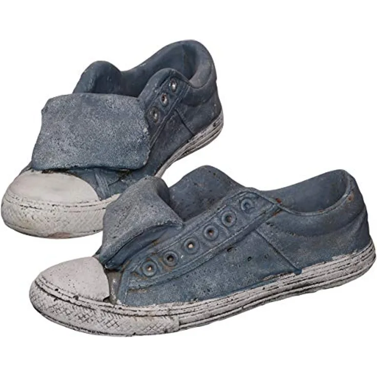 UNUS 2X Gartendeko Turn Schuh Übertopf Blumentopf Pflanzschale Pflanzgefäß in blau