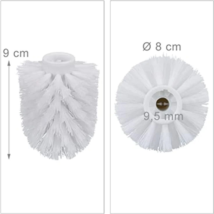 10 x WC Bürstenkopf im Set, lose Toilettenbürsten, 9,5 mm Gewinde, Ersatzbürstenkopf Ø 8 cm, Wechselbürstenkopf, weiß – Bild 3