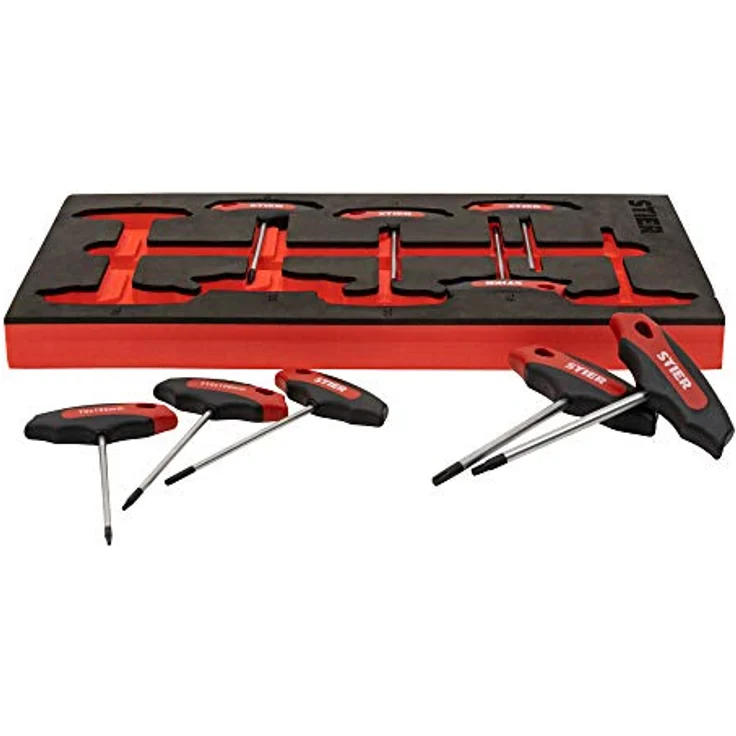 Stier T-Griff-Schraubendreher-Satz Torx 9-teilig, TX6 - TX30 mm mit Weichschaumeinlage (EVA) – Bild 6