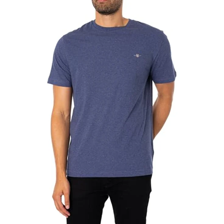 GANT Herren Reg Shield Shirt, Baumwolle mit gestickter Wappen-Grafik, blau, Größe S – Bild 2