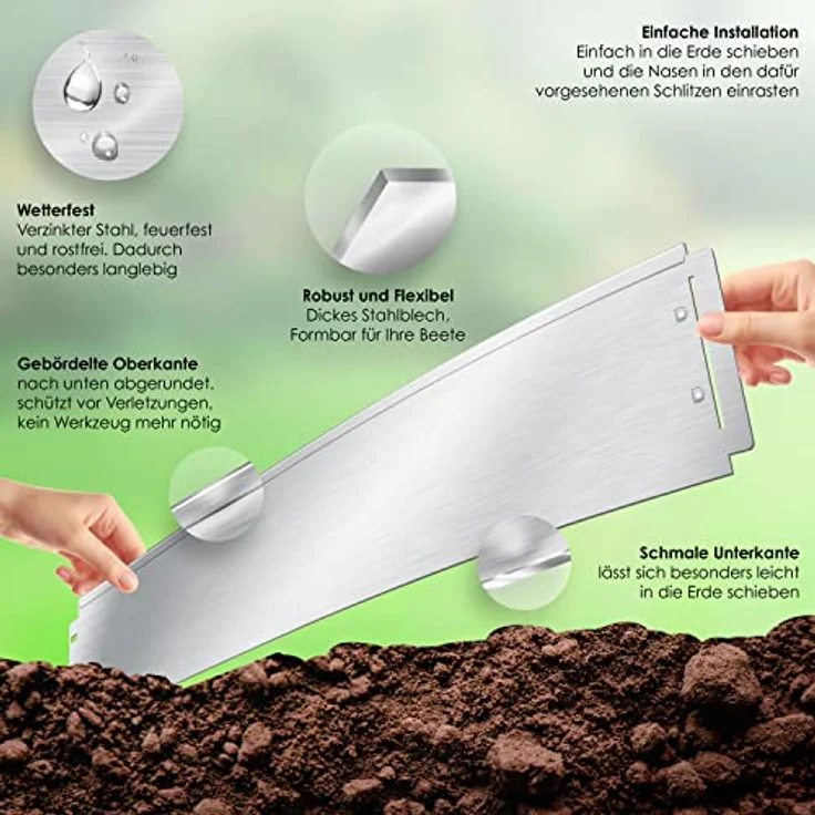 KESSER Rasenkante Beeteinfassung Beetumrandung Rasen Silber, Länge 15m - Höhe 14cm – Bild 4