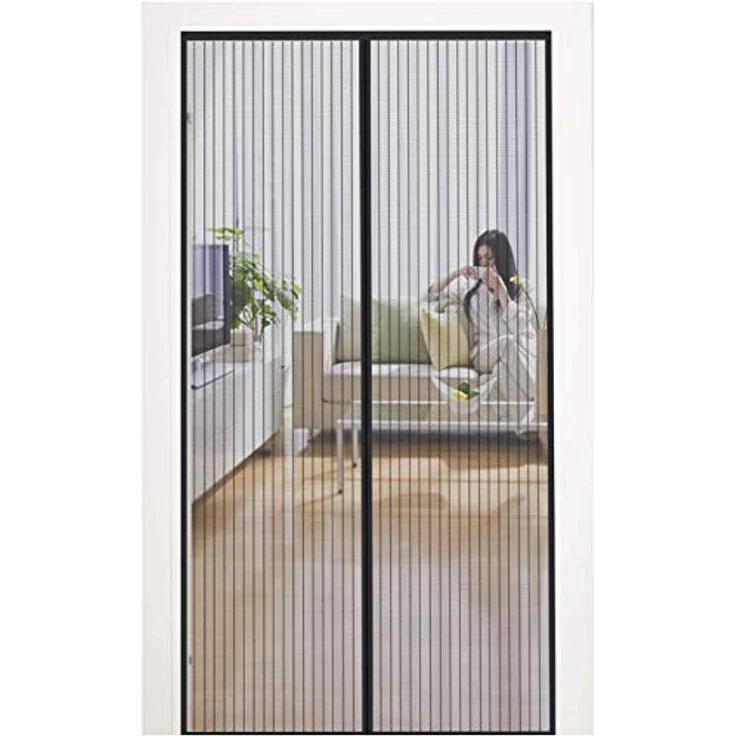 MYCARBON Fliegengitter Balkontür, Magnet Insektenschutz 80x200cm, mit einfacher Klebemontage ohne Bohren, Schwarz – Bild 1