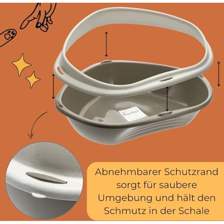 2X Katzenklo Ecke XXL Eck Katzentoilette mit Rand ohne Deckel Ecktoilette offen grau Katzen WC Doppelpack Sparpaket – Bild 3