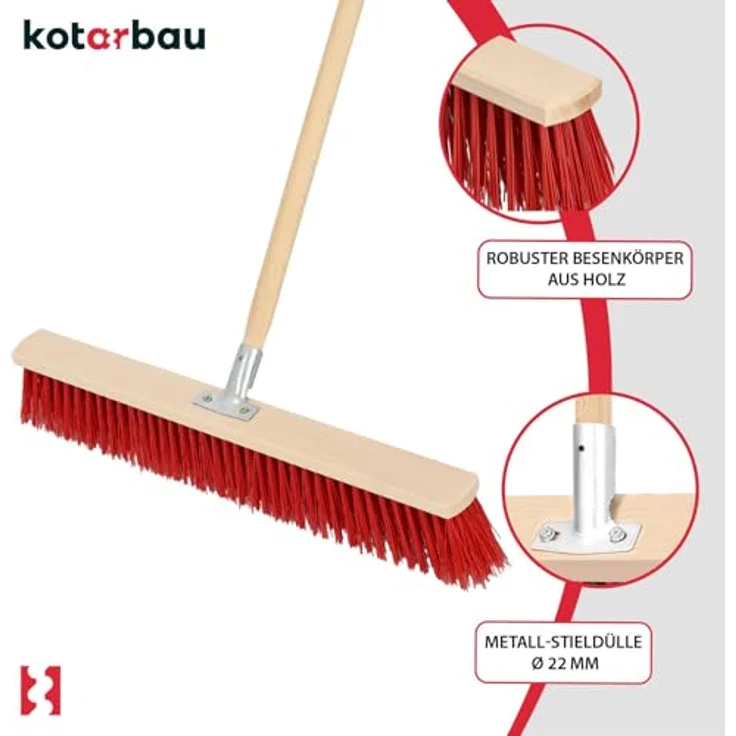 KOTARBAU® Straßenbesen 65 cm, Industriebesen mit harten Nylonborsten, ideal für Innen- und Außenbereich, robust und feuchtigkeitsbeständig, natürliche Holzausführung – Bild 4