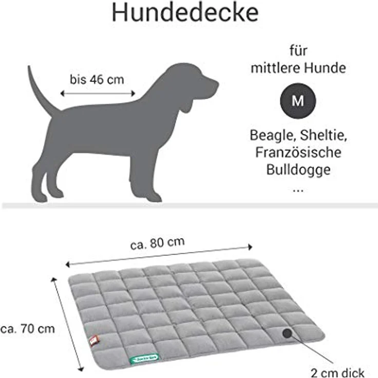 Doctor Bark Hundedecke - weiche, hochwertige Hundematte für mittlere Hunde, robuste Indoor - Outdoor Liegedecke, waschbar bis 95°C (Gr. M, Hellgrau) – Bild 3