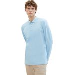 TOM TAILOR Langarm-Poloshirt mit Logoprint, stretchig und basic geschnitten