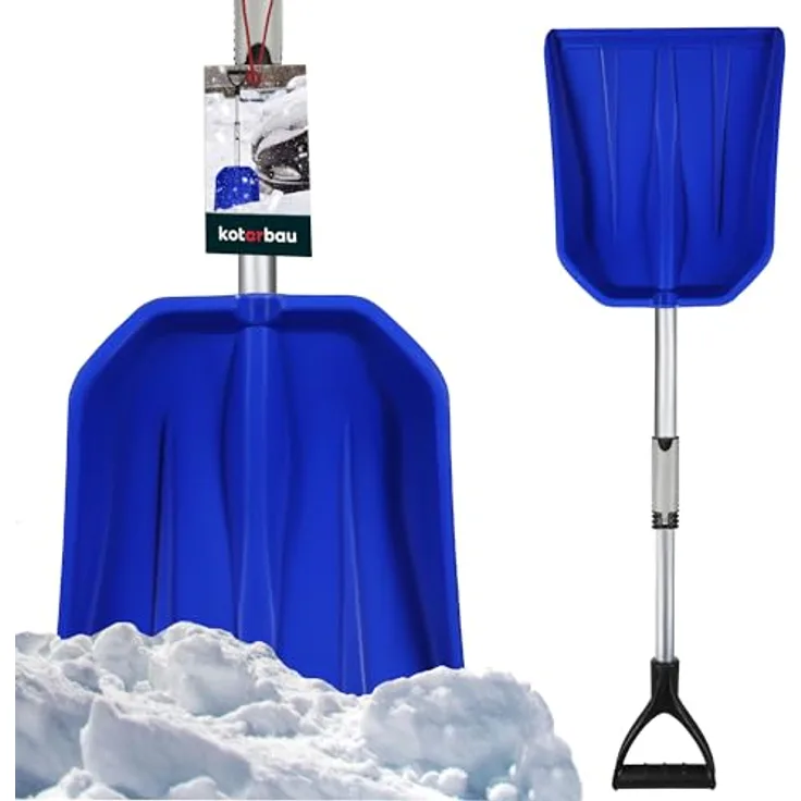 KOTARBAU® Auto Schneeschaufel Kunststoff Schneeschieber mit Aluminium Teleskopstiel 28,5-46,5 cm Kleine Auto Spaten Schneeschippe Schneeräumgeräte Schnee Schaufel Schneeschaufeln Schneeschüppe