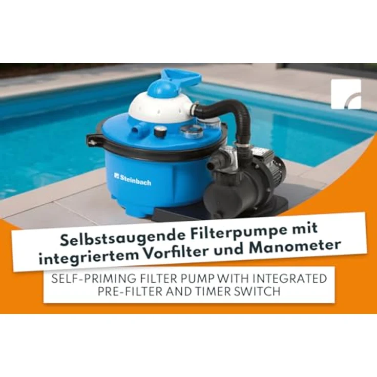 Steinbach Sandfilteranlage Comfort 50, Pool Filteranlage für bis zu 33.000 l, 6.600 l/h Umwälzleistung, salzwassergeeignet, 7-Wege-Ventil – Bild 2