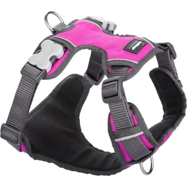 Red Dingo Gepolstertes Hundegeschirr, Hot Pink, Größe XS, 12 mm, einstellbar mit Edelstahlring – Bild 1