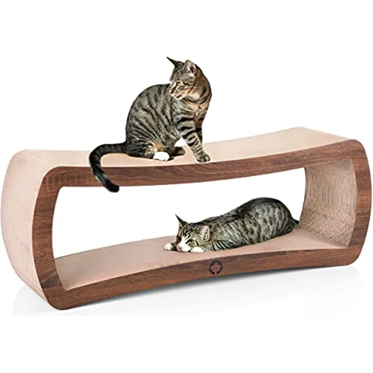 CanadianCat Company | Jumbo Lounge | Galaxy XXL | Walnuss Holzoptik - Designer Kratzmöbel mit XXL Kratzfläche und Katzenminze