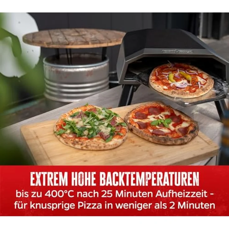 Grillfürst Gas Pizzaofen 305, mit drehbarem Cordierit-Pizzastein, bis 400 °C und klappbaren Füßen, mattschwarz – Bild 7