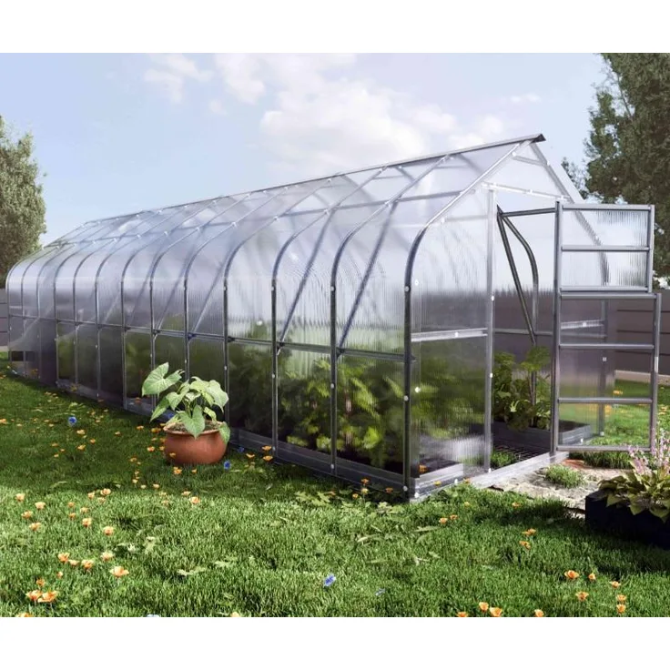 BAUMERA Gewächshaus KLASIKA STANDART 20, 2,5 x 8 m mit Fundament, 4 mm Polycarbonat und automatischen Dachlüftern