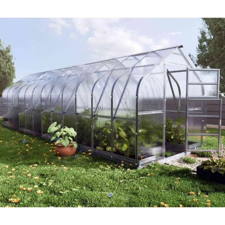 BAUMERA Gewächshaus KLASIKA STANDART 20, 2,5 x 8 m mit Fundament, 4 mm Polycarbonat und automatischen Dachlüftern