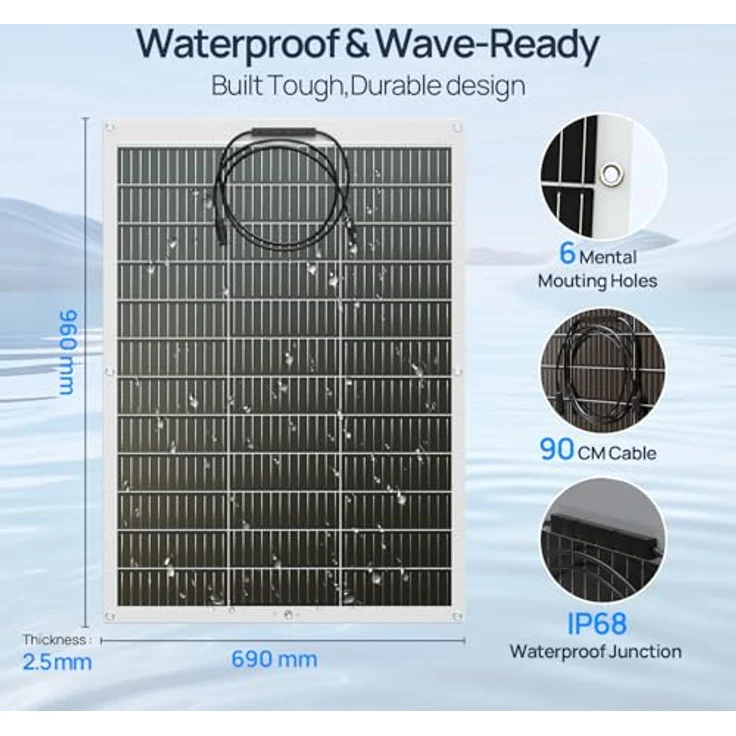 ECO-WORTHY 260W 12V Solarpanel Kit, 2 * 130W flexible Solarmodule, 100Ah LiFePO4 Batterie, 600W Sinuswechselrichter, 30A PWM Laderegler für Camper und Wohnmobile – Bild 3