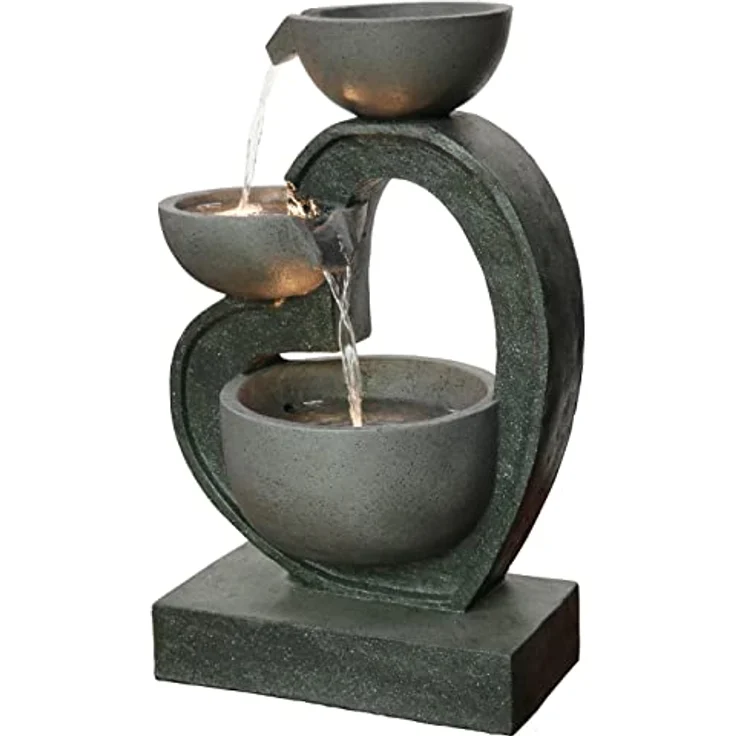 Dehner Gartenbrunnen Heart, ca. 72.5 x 45.5 x 32.5 cm, Polyresin, grau – Bild 1