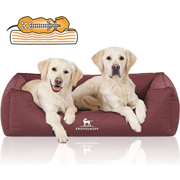 Knuffelwuff Orthopädisches Wasserabweisendes Hundebett Leon XL 105 x 75cm Rot – Bild 1
