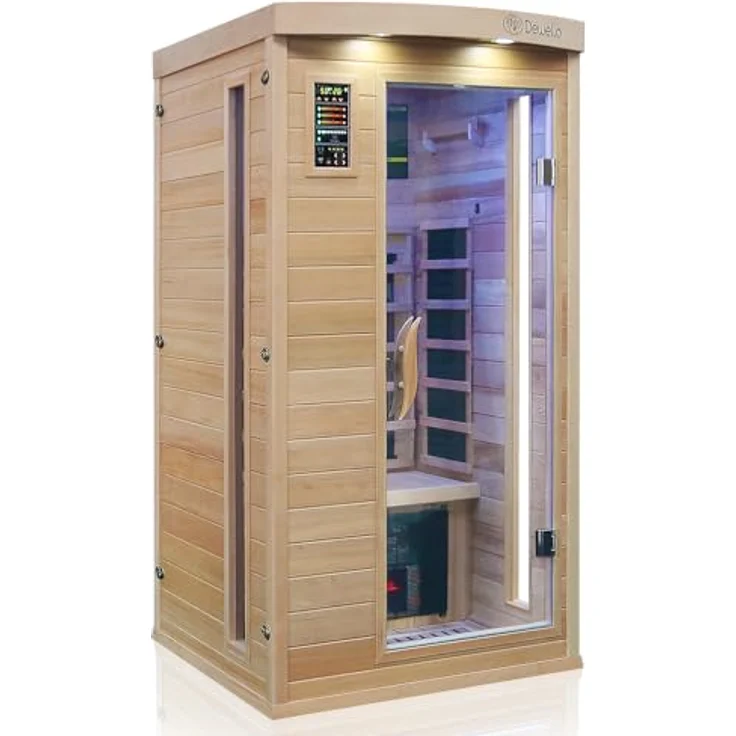 Dewello Infrarotkabine PIERSON PRO 100 Wärmekabine, 3 DUO-Vollspektrumstrahler, Farblichttherapie, Ionisator, Ozondesinfektion und Aromatherapie, BxTxH: 100 x 100 x 190 cm, (Multimedia, USB-Anschluss & Bluetooth möglich) – Bild 4