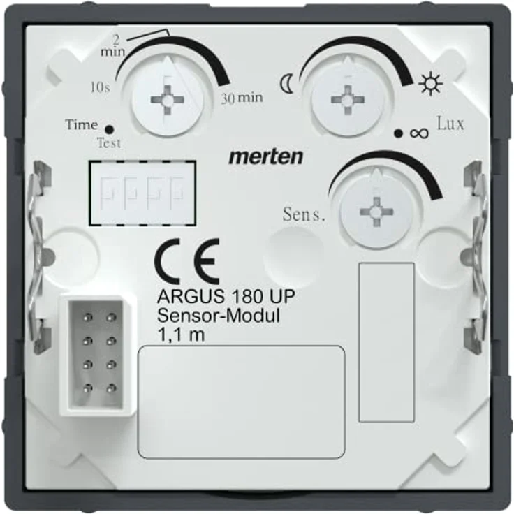 Merten SensorModul anth UP Syst.M, Bewegungsmelder mit 180° Erfassungsbereich und bis zu 12 m Reichweite, stufenlos einstellbare Empfindlichkeit und Zeitsteuerung, kompatibel mit Smart Home-Systemen – Bild 3