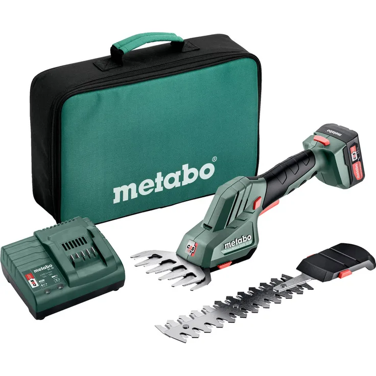 Metabo 12V Akku Strauch & Grasschere PowerMaxx SGS 12 Q, mit 1x 12 V Akku 2,0 Ah, Ladegerät und Tasche - 601608500