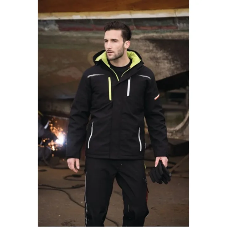 Softshell-Berufsparka Terrax Workwear Gr.M schwarz-limette TERRAX