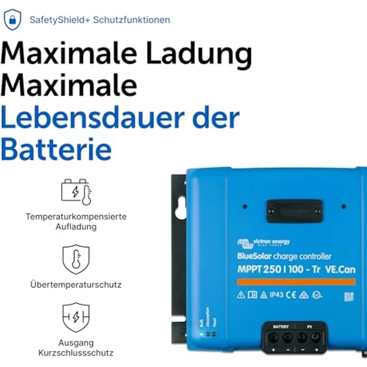 Victron Energy BlueSolar 250/100 VE.Can, MPPT Solarladeregler mit 100A, flexibel für 12/24/48V, hochwirksam und programmierbar – Bild 6