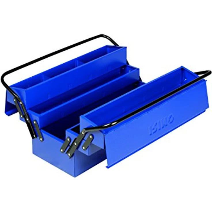 Irimo Werkzeugkoffer, robuste Werkzeugbox mit festem Handgriff, 5 Fächer, abschließbar, 500 x 210 x 245 mm – Bild 2