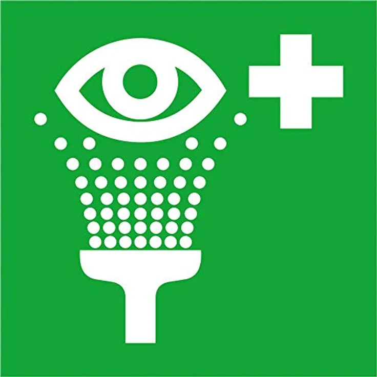 Betriebsausstattung24 Rettungsschild Augenspüleinrichtung, selbstklebend, langnachleuchtend, 150 x 150 mm, nach ASR A1.3 E011, DIN EN ISO 7010 E011 – Bild 1