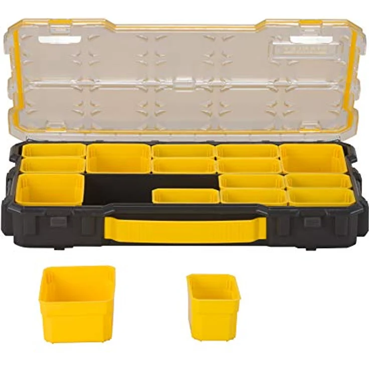Stanley FatMax Profi-Organizer 2-3 - Zubehörbox (zum Verstauen und Transportieren von Kleinteilen und Zubehör, transparent, kratz-und schlagfest, stapelbar durch Seitenverriegelungssystem) FMST1-75779 – Bild 5