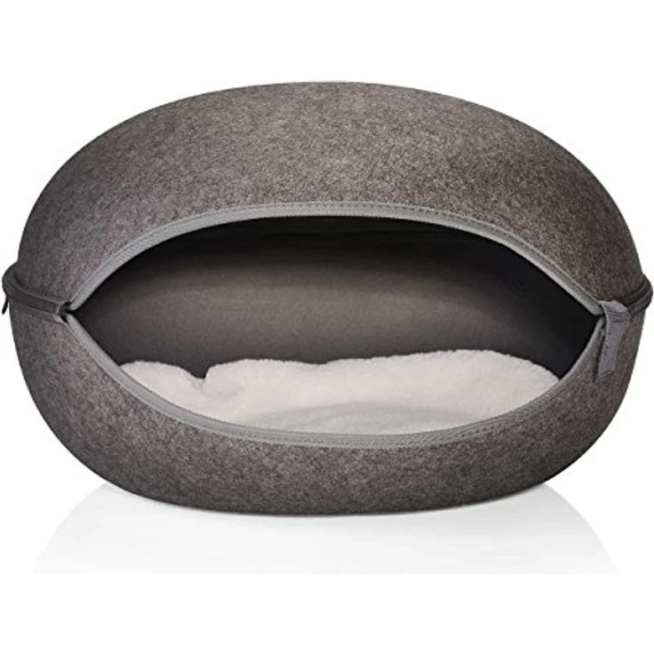 CanadianCat Kuschelhöhle Katzennest Uni-Anthrazit, geräumiges Hundebett und Katzenbett aus hochwertigem Filz, ca. 52 x 45 x 33 cm, für große Katzenrassen – Bild 3