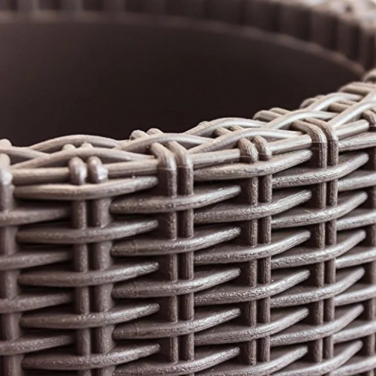 Keter Curver Garten Pflanzentopf, runder Blumentopf mit schokoladenbraunem Rattan-Finish und Drainagelöchern – Bild 4