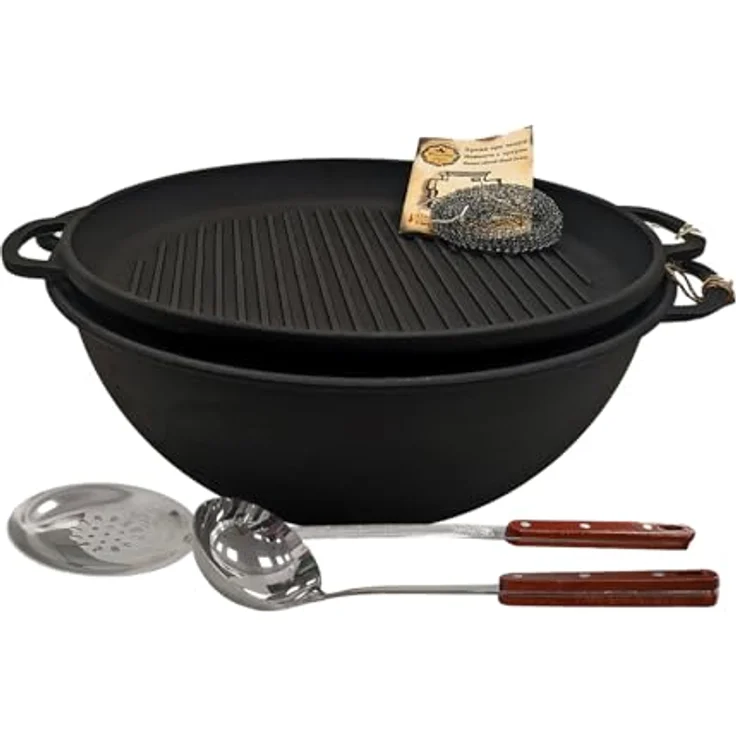 Grillpeter Utschak Asamat Ø45 cm, Holzkohlegrill mit Kazan 18L und gusseisernem Grilldeckel, Zubehör inklusive – Bild 4