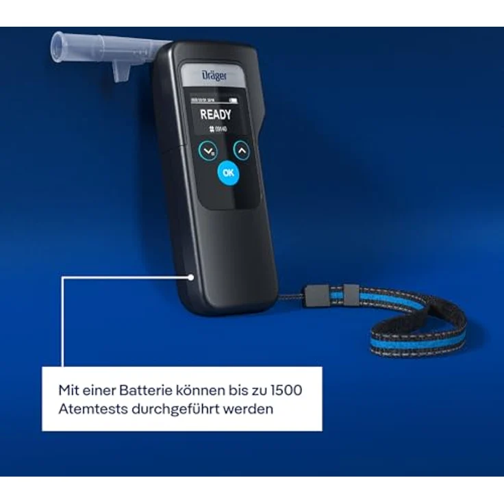 Dräger Alcotest 6000 | Polizeigenauer Alkoholtester, Promilletester mit 3 austauschbaren Mundstücken | Digitaler Promille-Tester – Bild 3