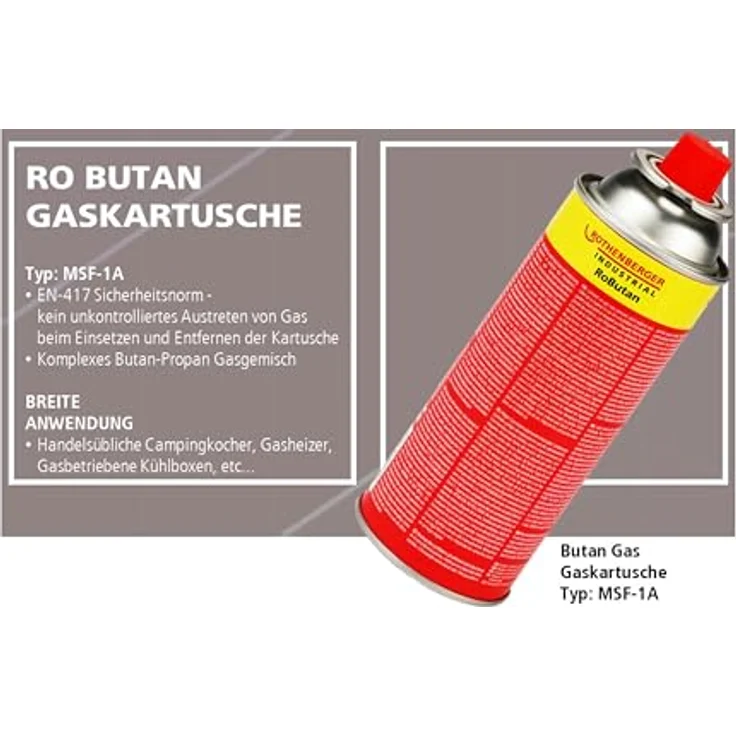 ROTHENBERGER Industrial Gaskartusche RoButan 220 g, Bajonett-Verschluss MSF-1A, Ventilkartusche für Outdoor Camping und Unkrautvernichter – Bild 2