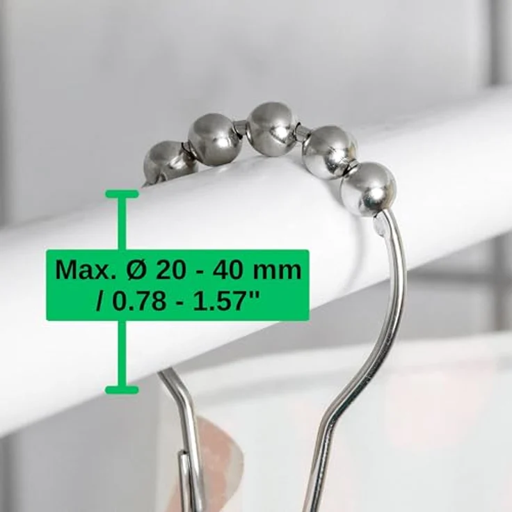 Your Day Mate GmbH Duschvorhang Ringe, 12 Pack, aus Edelstahl, mit Gleitsystem, 7 x 3.9 cm Standard Größe für Duschvorhangstangen, Duschringe, Ringe für Duschvorhang, Duschvorhangringe Edelstahl, universal verwendbar – Bild 6