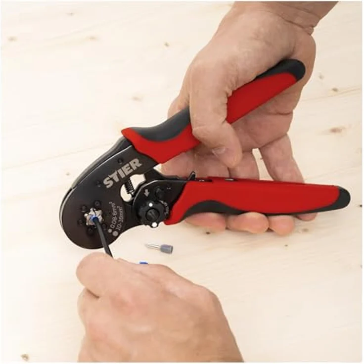 STIER Crimpzange für Aderendhülsen Sechskant-Pressung 16 mm², Quetschzange, Presszange, Aderendhülsenzange Sechskant, ergonomisch geformter Griff – Bild 2