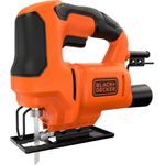 Black + Decker Stichsäge BLACK+DECKER BES602, (400 Watt) - Ergonomischer Griff, Gehrungsschnitte bis 45°, Staubabsaugvorrichtung, werkzeugloser Sägeblattwechsel