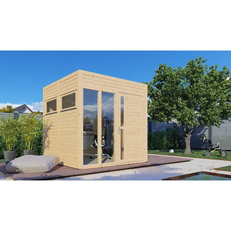 BERTILO Gartenhaus Cubus 2 Office, modernes kubisches Design, hohe Wände, 226x240 cm, verschiedene Farben