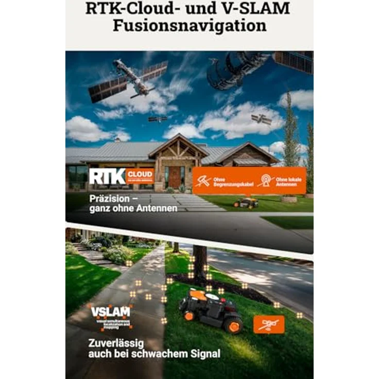 Worx Landroid Vision Cloud 4WD WR340E, Mähroboter für bis 600 m² mit Allrad-Antrieb, RTK Cloud Positionierung und Auto-Kartierung – Bild 5