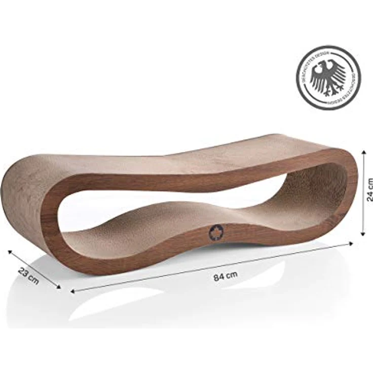 CanadianCat Company | Kratzbrett Orbit | walnussbraun | Kratzmöbel, Lounge für Katzen | Kratzpappe + Katzenminze | ca. 84 x 24 x 23cm – Bild 4